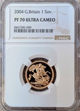 2004 Royal Mint UK Gold Proof Sovereign St George & Dragon NGC PF70 Ultra Cameo