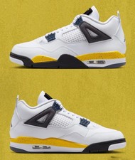 Tour Yellow Nike Air Jordan 4 Men's Basketball Sneakers White Leather Mid