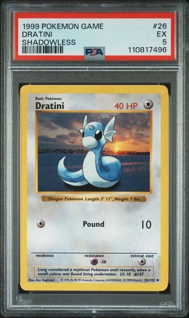 .-1999 Pokemon Game Base DRATINI SHADOWLESS #26 PSA 5