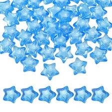 50pcs Acrylic Star Beads, 18mm Star-Shaped Pony Loose Spacer Beads, Sky Blue