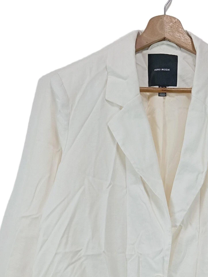 VERO MODA Blazer largo Mujeres Blazer Talla EU 42 blanco look casual - Imagen 3 de 4