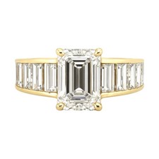 6.00 CT Emerald Cut 18k Yellow Gold Diamond W...
