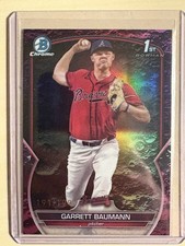 2023 Bowman Chrome Draft Garrett Baumann Fuchsia Lunar Refractor /199 Braves