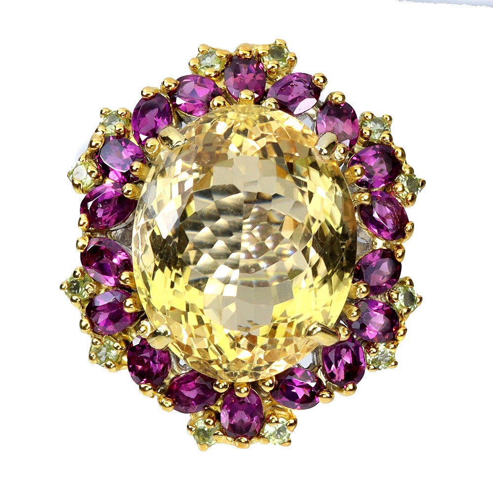 925 Handmade Sterling Silver Oval Citrine Ring 34ct Natural Gemstone Jewelry Sizes