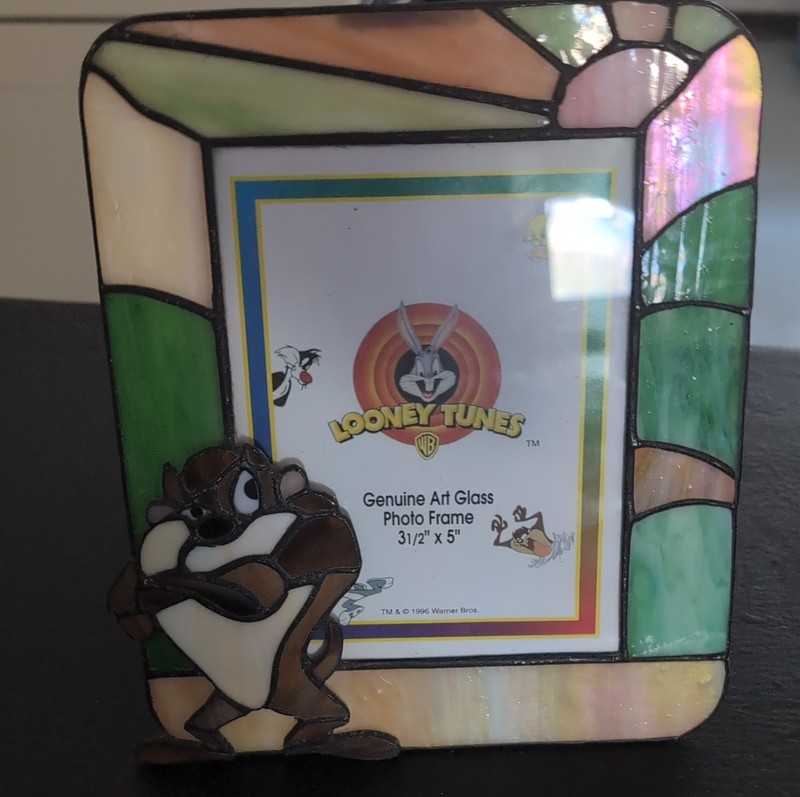 Warner Bros. Looney Tunes Tasmanian Devil Art Glass Photo Frame 3.5 x 5 in
