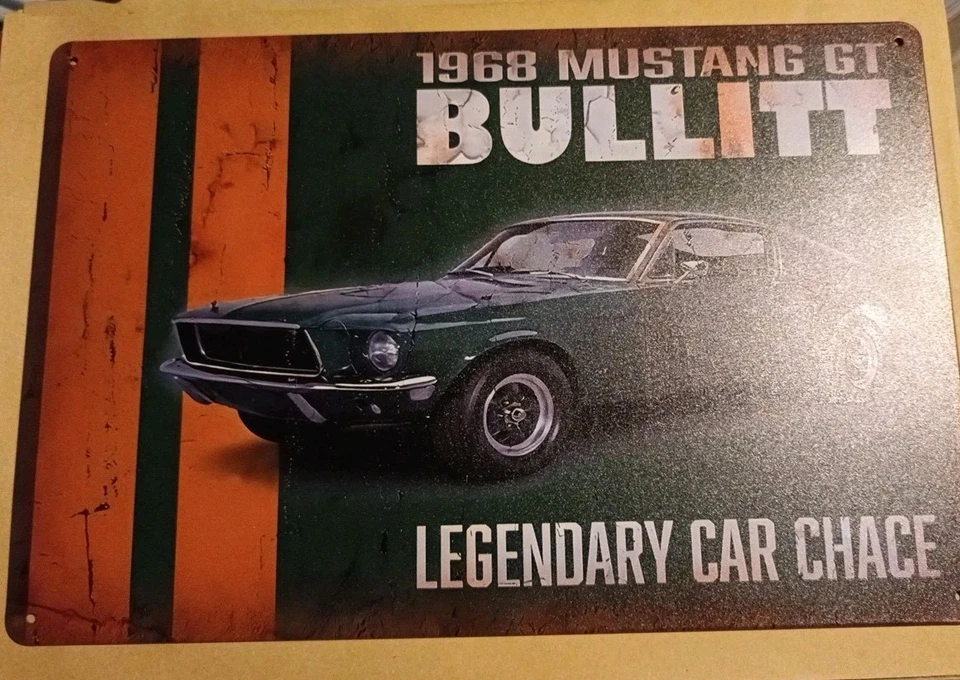 Blechschild Ford Mustang GT 1968 "Bullitt" Legendärer Car Chace. Neu! - Bild 2 von 3