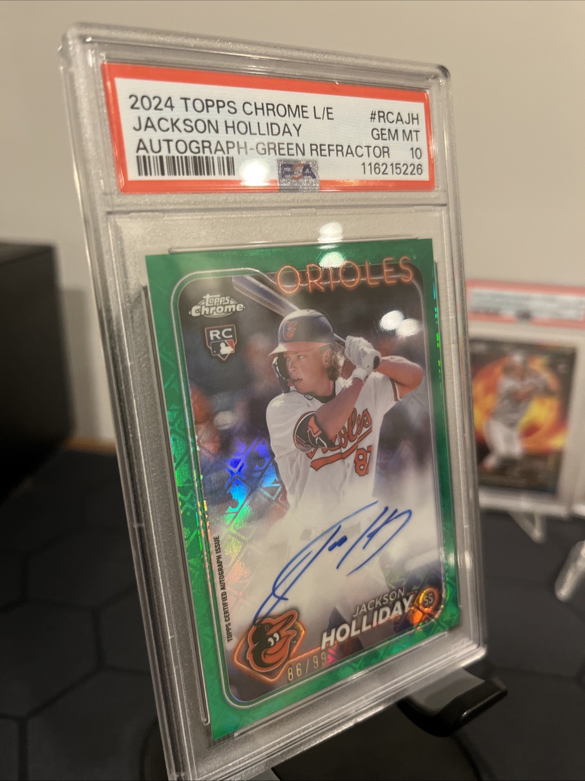 Jackson Holliday Rookie Green Logofractor Auto /99 PSA 10 Topps Chrome view 5