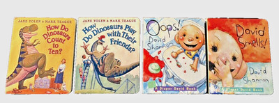 4 Diaper David & How Do Dinosaurs? Board Books David Shannon Jane Yolen