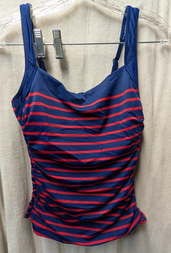 Talbots, Talbots Women's Blue & Red Striped Tankini Swimsuit Top Size 8