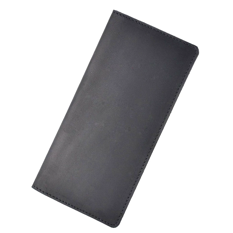 Cartera sin asas hecha a mano de cuero de búfalo genuino Rfid doble cartera larga unisex Foto 2 de 4