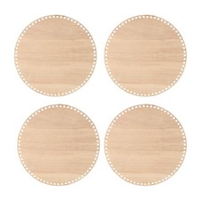 4" Dia 4Pcs Crochet Basket Bottom,Wood Color