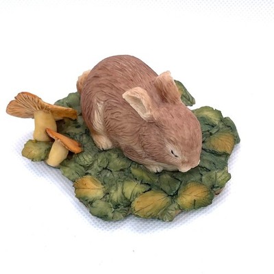 VTG Hand Painted Brown Bunny Rabbit Baby Aynsley MasterCraft Green UK England 