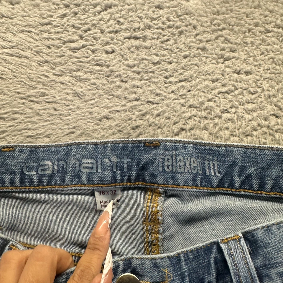 Carhartt Rugged Flex Jeans Mens 34x32 Blue Denim Straight Relaxed Faded Stretch - Image 3 of 4