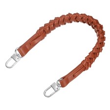 Braided Purse Strap, 1Pc 44.7cm/17.6" Orange-Red PU Leather with Silver Buckles