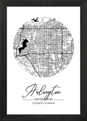 Arlington Gebiet Stadtplan Gerahmtes Wandbild Poster Leinwanddruck Bild