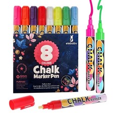 Liquid Chalk Markers, 8 Colors, Erasable Reversible Tips, 1 Count Pack of 8