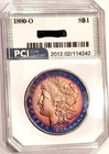 1880-O Rare Date CH + / Gem BU  Rainbow Color Toned Morgan Dollar