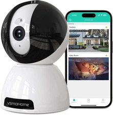 VSMAHOME Indoor 1080p Plug-In Security Camera 360° PTZ Night Vision 2-Way Talk