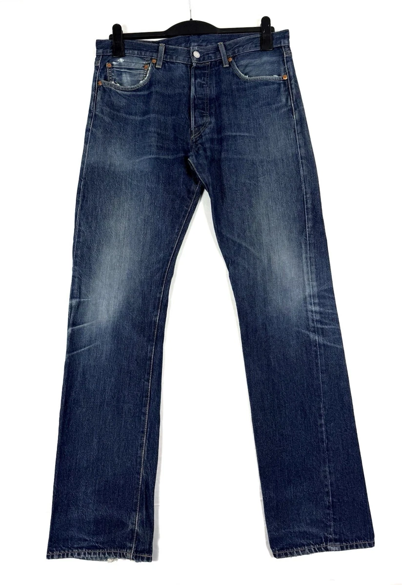 Jean Levi’s 501 Vintage - Bleu Avec Ceinture Cuir Marron, Taille W33 L32, Bon état