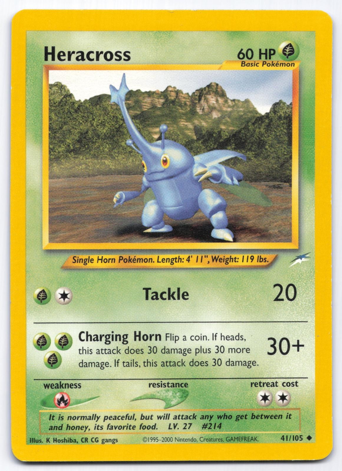 Heracross 41/105 Neo Destiny Unlimited Pokemon Card K. Hoshiba, CR CG gangs LP