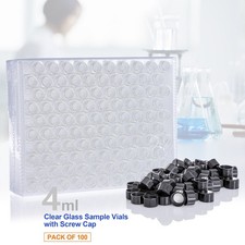 100x 4ml Clear Glass Vials w/ Screw Caps Small Liquid Sample 1 Dram Sample Vial