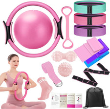 Pilates Ring Set with 14-Inch Magic Circle, Exercise Ball  6 Resistance Bands -