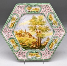 Antico piatto da parete italiano in maiolica Minghetti Bologna