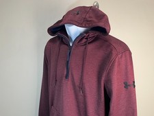 Under Armour Men's burgundy  blue ColdGear l/s Hooded Sweatshirt hoodie M EUC
