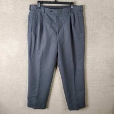 VTG Dockers Premium Pants Men 36x30 Gray Microfiber Polyester Pleated Relaxed