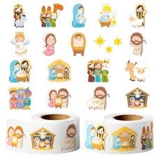1000pcs Nativity Scene Religious Education Sticker Rolls 2 Rolls , 1.5 Inch 1...