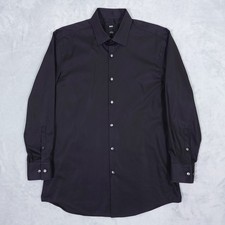 BOSS Hugo Boss Dress Shirt Men 16 41 Black Getzner Slim Fit Long Sleeve Jenno