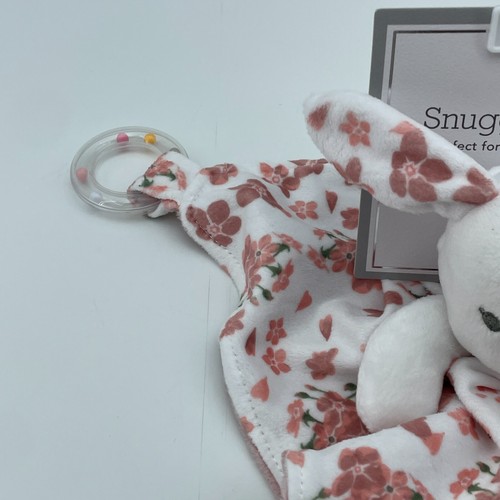 MODERN BABY weiß Hase Blumen Sicherheitsdecke Lovey Beißring Rassel Ostern NEU - Bild 3 von 7