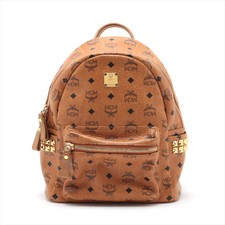 Mcm Visetos Stark Side Studs Backpack Cognac Leather Tan Brown