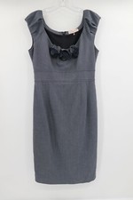 Rebecca Taylor Women's Size 6 Back Zip Cap Sleeve Floral Neck Sheath Dress Gray