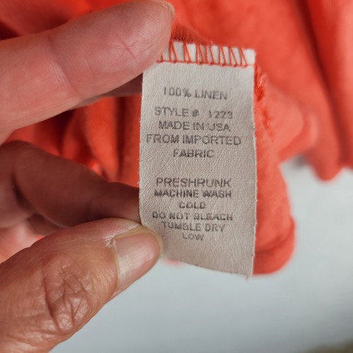 Habitat Clothes to Live In Open Front 100% Linen Cardigan Orange USA Made - Picture 5 of 6