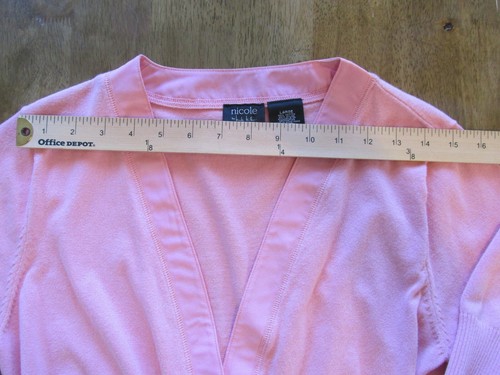 NICOLE Cardigan Sweater Size Large Pink Pearl Buttons Crop Y2K Barbie VTG 90's - Picture 6 of 10
