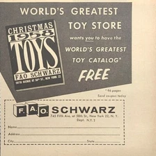 F. A. O. Schwarz Toy Store Fifth Ave NY Vintage Print Ad 1958