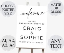 Personalised ENGAGEMENT Party Sign POSTER Banner ANY Names FLOWERS A1 A2 A3 A4