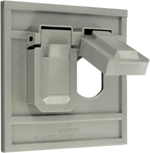 Leviton 4986-GY 1-Gang Duplex Device Wallplate Cover, Oversize, Weather-Resistan - Picture 1 of 12