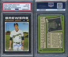 2020 Topps Heritage #CYE Christian Yelich Real One Auto Blue PSA 10 Brewers