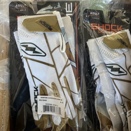 Shock Doctor SHOWTIME Gold White Football Gloves Large Cutters WR TE RB - 第 1/5 張圖片