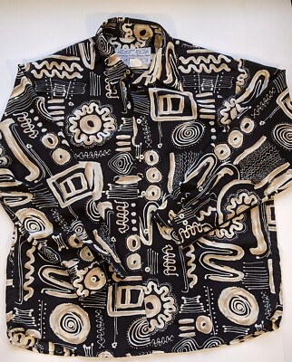 Mens Bellows Brut Le Garage Shirt Black Beige relaxed Made in France - Medium