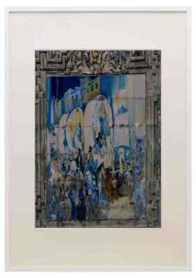 639067 Tile Showing Pilgrimage With Open Wagons Seville A3 A4 Framed Print Pict
