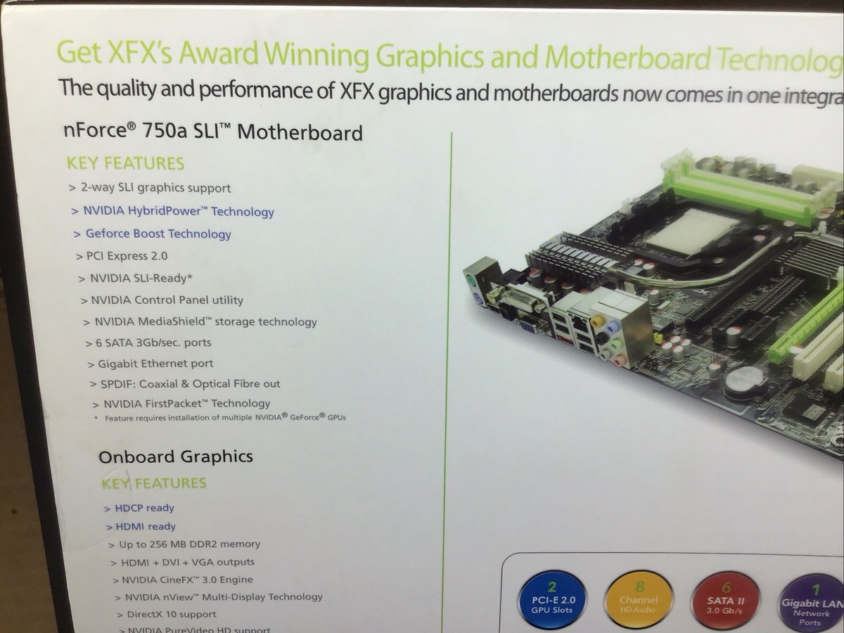 XFX Nvidia 750a SLI Nforce Motherboard AMD Socket AM2+ DDR2 1066