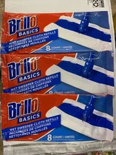 Brillo Basics Wet Sweeper Cloth Refills 3 Packs of 8 (24 Total)
