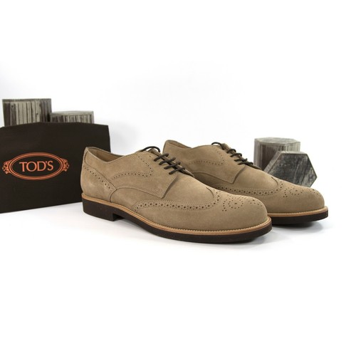 Tod's Mens Khaki Suede Wingtip Oxford 