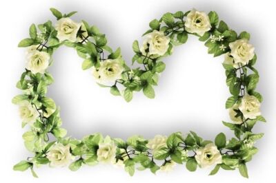 BASIL Blumengirlande Rosen weiß Flower Garland Deko Blumen Girlande ()