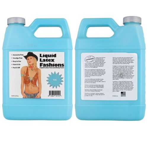 Teal 32 Fl Oz - Liquid Latex Face and Body Paint, Nail Art, SFX - Picture 2 of 8