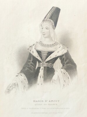 Marie D'Anjou Königin aus Frankreich 1404-1463 Frau Charles VII Gravur Um 1830