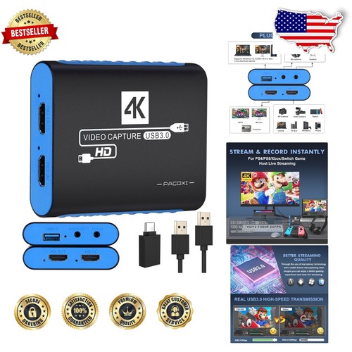 Versatile 4K Video Capture Card with Audio Support - Compatible with PS4/5,Xbox